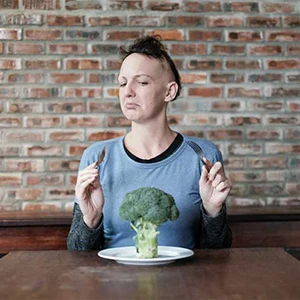 Lady Alopecia with some brocolli