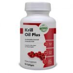 Bottle of krill oil tablets