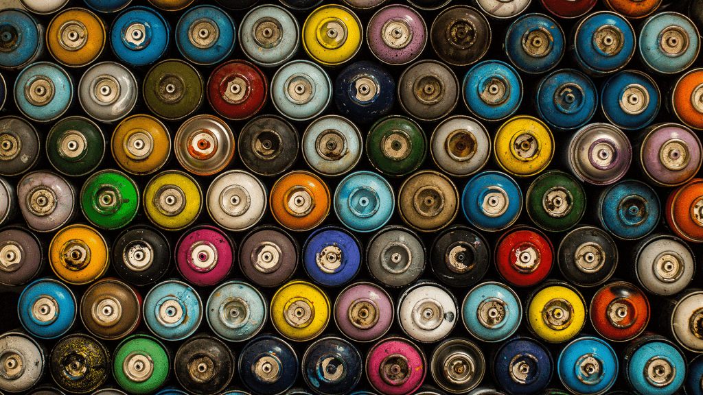 Paint cans piled up
