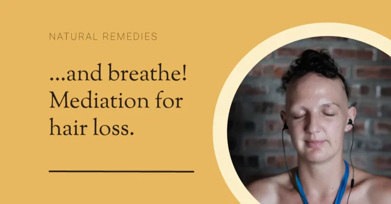 Girl with alopecia meditating