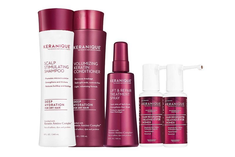 keranique bottles of shampoo