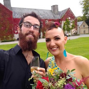 Mr and Mrs Alopecia at a wedding