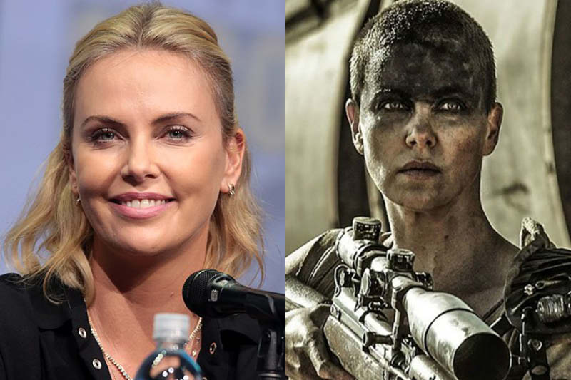 Charlize Theron with shaved head