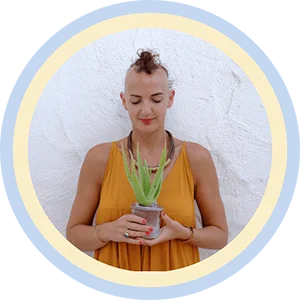 Emma with aloe vera plant