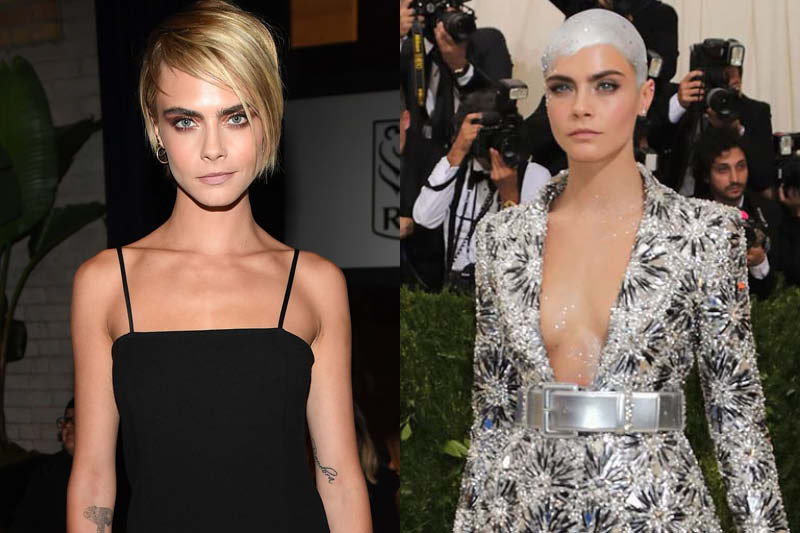 Cara Delvingne with shaved head