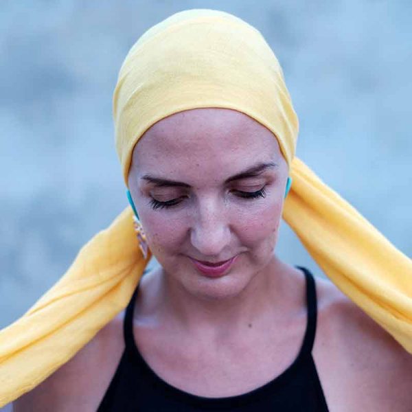 yellow alopecia head scarf