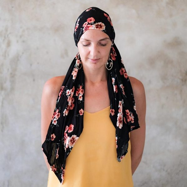 black-floral-headscarf