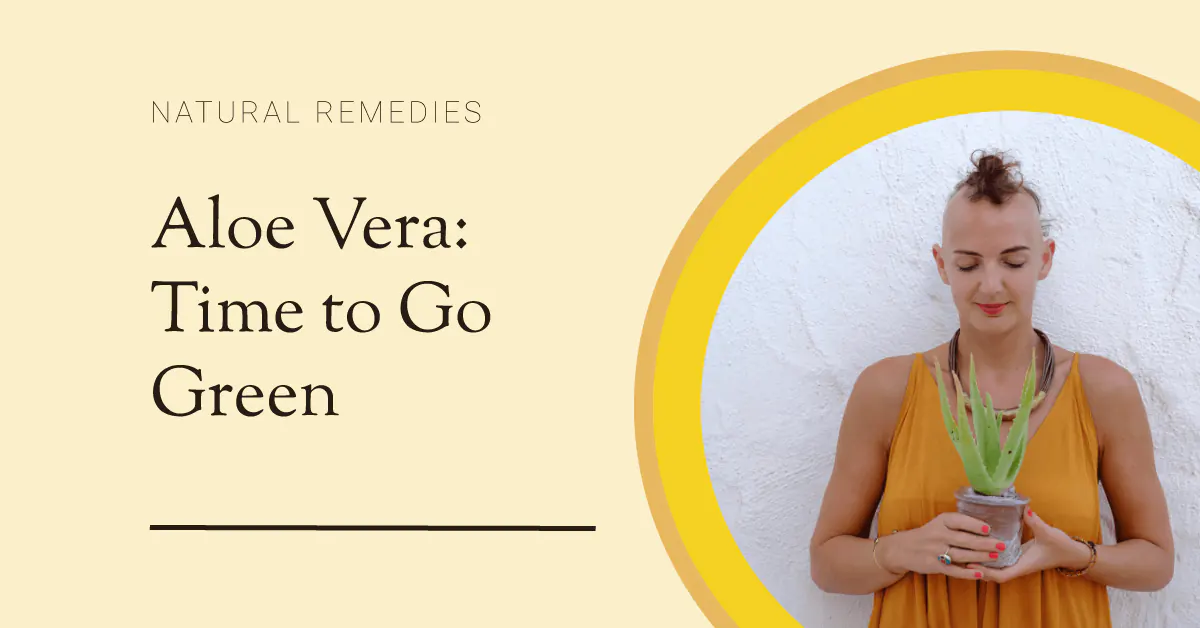Girl holding aloe vera plant