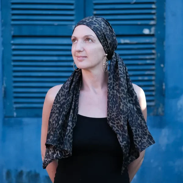 Dark Leopard Linen Headscarf Pirate Style