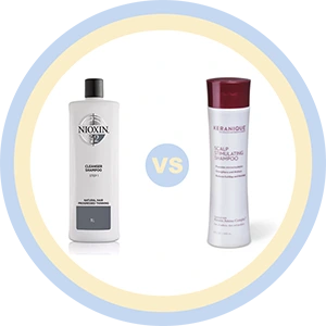 bottle of nioxin vs a bottle of keranique