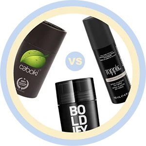 toppik, caboki and boldify bottles