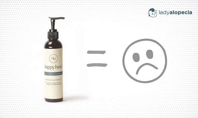 A bottle of happy head shampoo