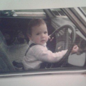 Baby Emma in a car